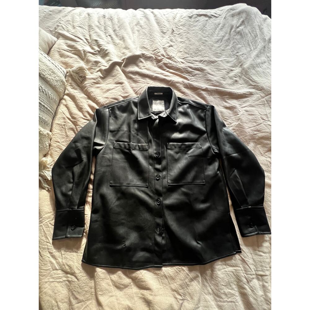 Abercrombie & Fitch Vegan Leather Oversized Shacket XS Black Vegan Jacket